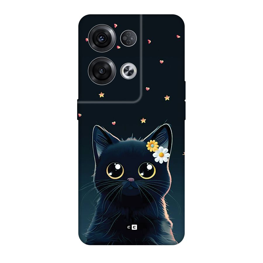 Cat With Flowers Back Case for Oppo Reno8 Pro 5G