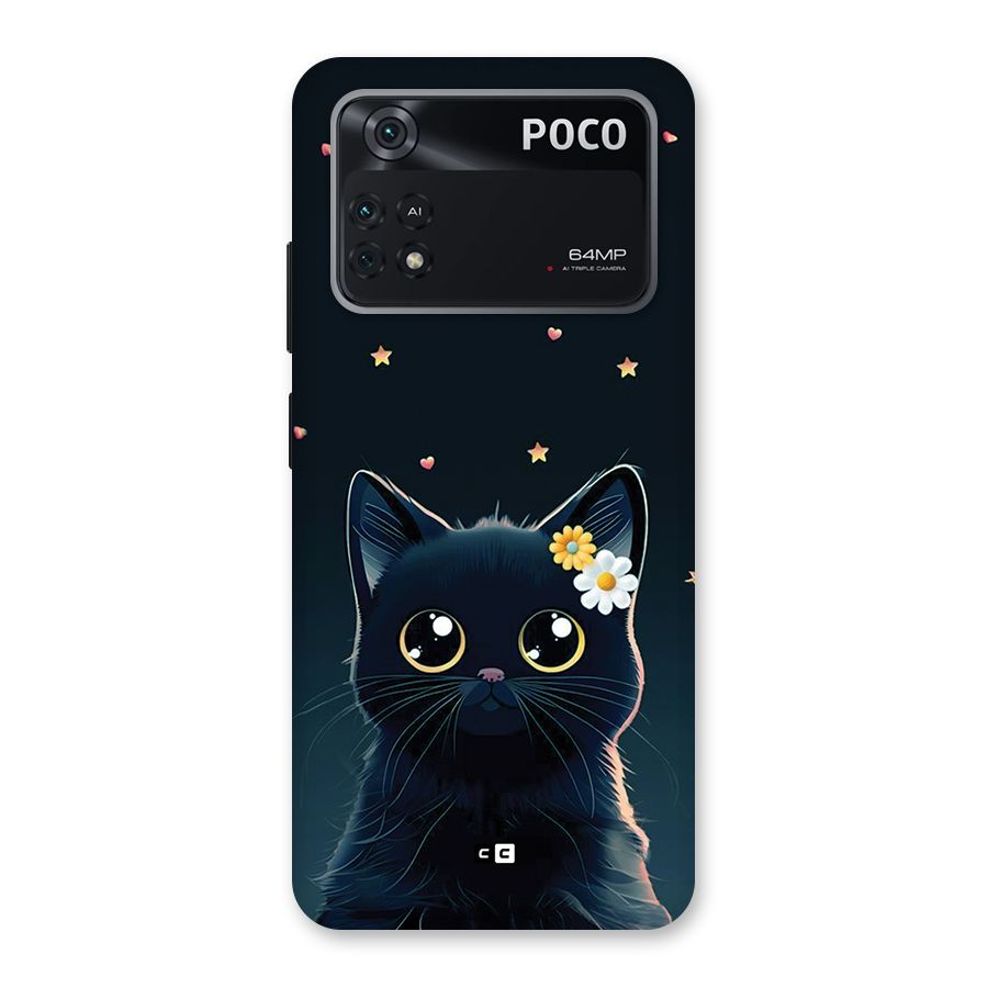 Cat With Flowers Back Case for Poco M4 Pro 4G