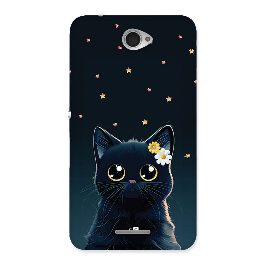 Cat With Flowers Back Case for Xperia E4