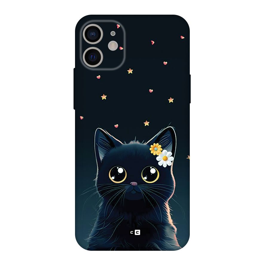 Cat With Flowers Back Case for iPhone 11
