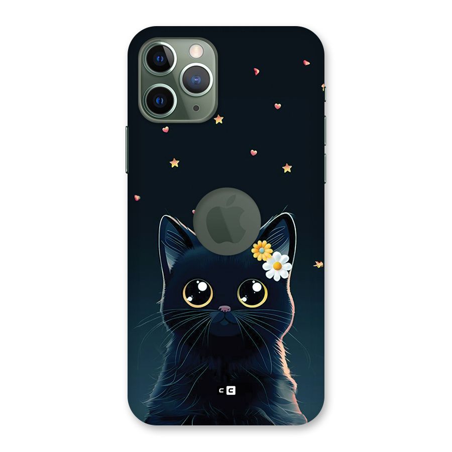 Cat With Flowers Back Case for iPhone 11 Pro Logo Cut