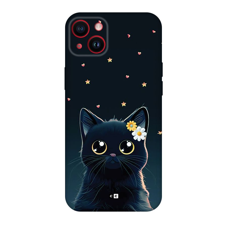 Cat With Flowers Back Case for iPhone 14 Plus