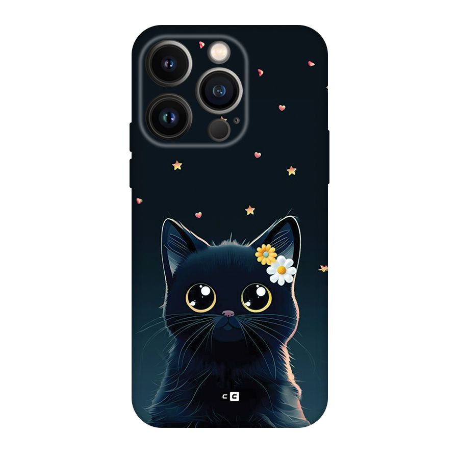 Cat With Flowers Back Case for iPhone 14 Pro