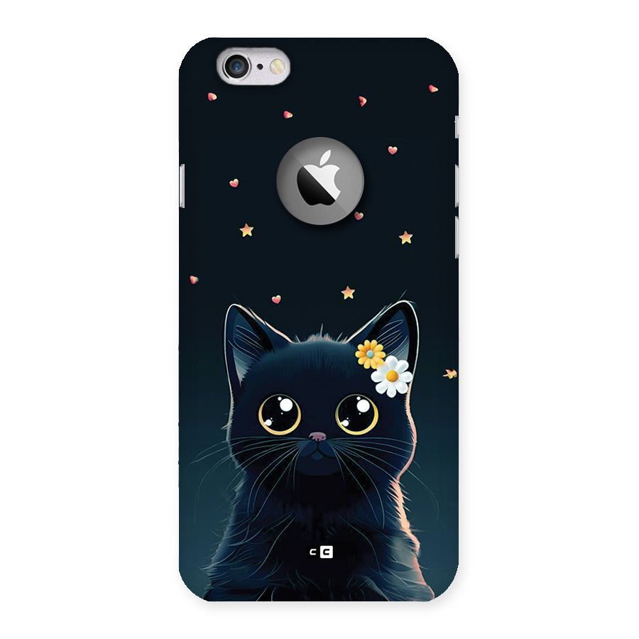 Cat With Flowers Back Case for iPhone 6 Logo Cut