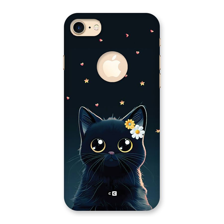 Cat With Flowers Back Case for iPhone 7 Logo Cut