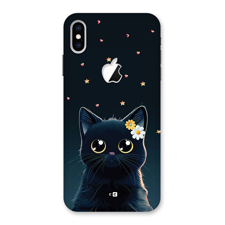 Cat With Flowers Back Case for iPhone XS Max Apple Cut