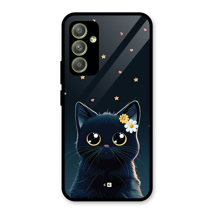 Cat With Flowers Glass Back Case for Galaxy A54