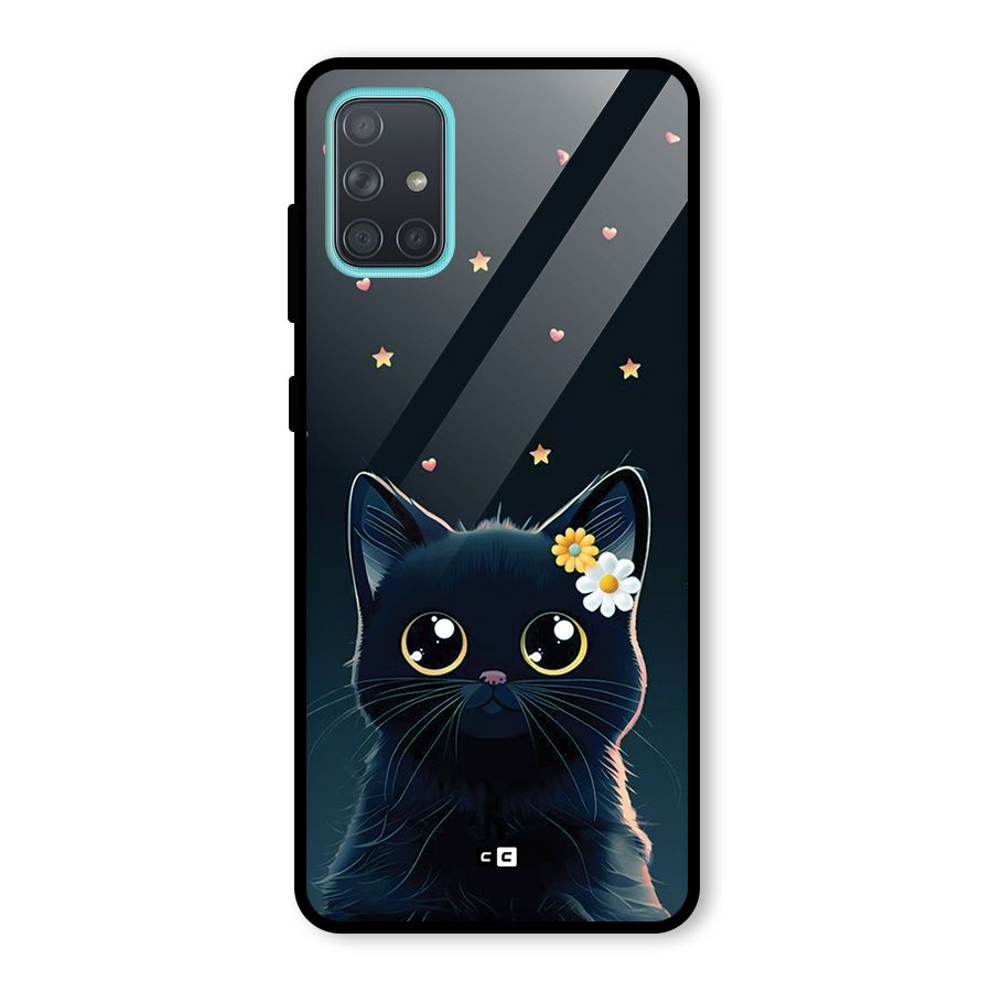 Cat With Flowers Glass Back Case for Galaxy A71