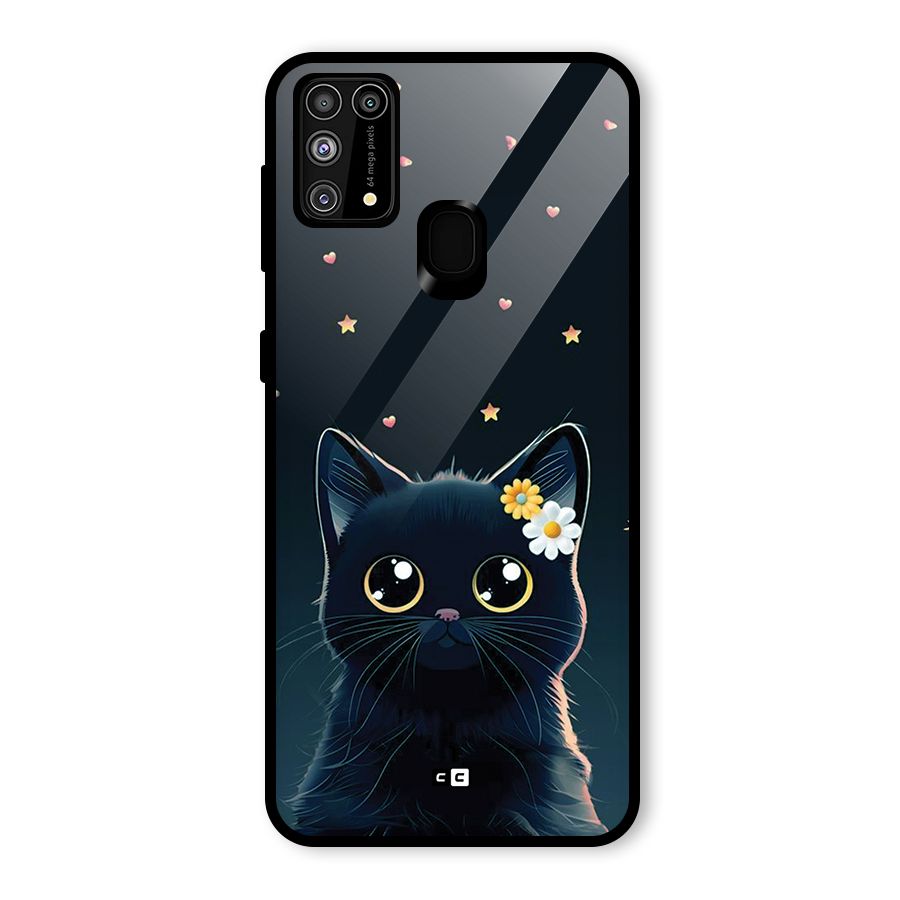 Cat With Flowers Glass Back Case for Galaxy M31
