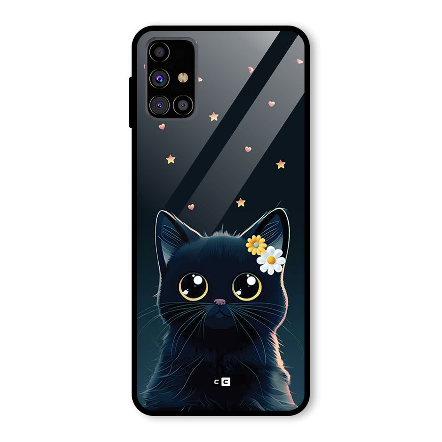 Cat With Flowers Glass Back Case for Galaxy M31s