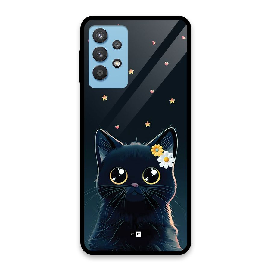 Cat With Flowers Glass Back Case for Galaxy M32 5G