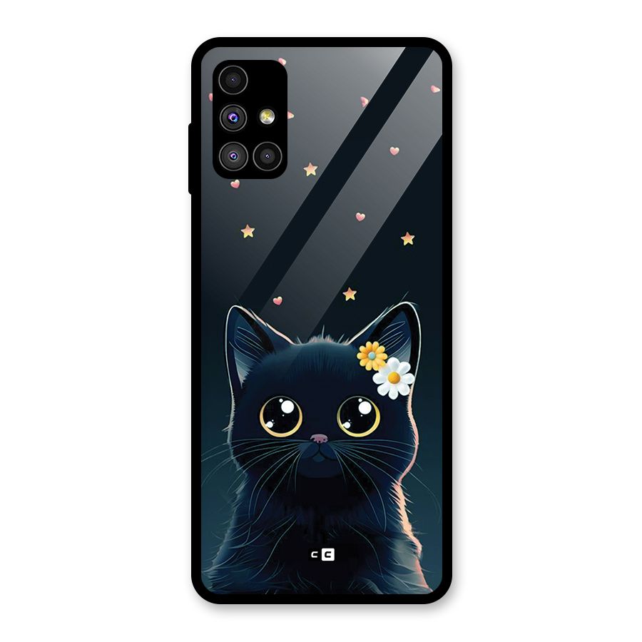 Cat With Flowers Glass Back Case for Galaxy M51