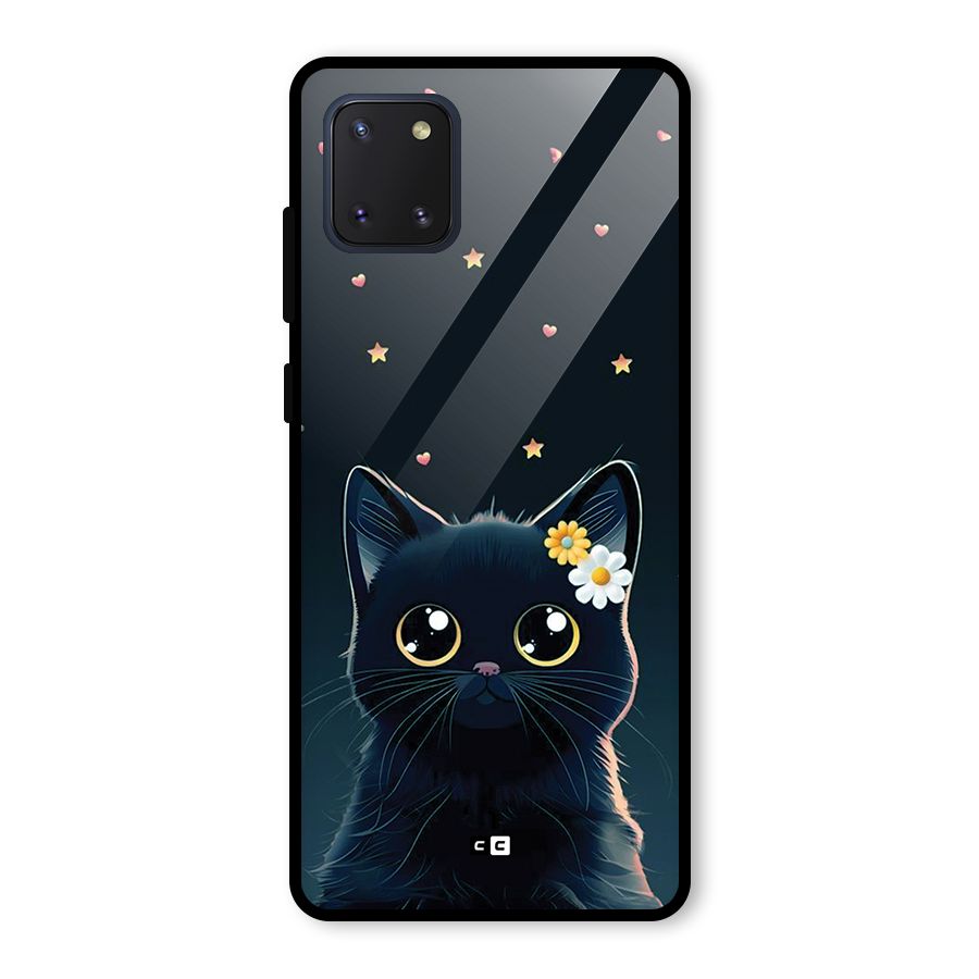 Cat With Flowers Glass Back Case for Galaxy Note 10 Lite