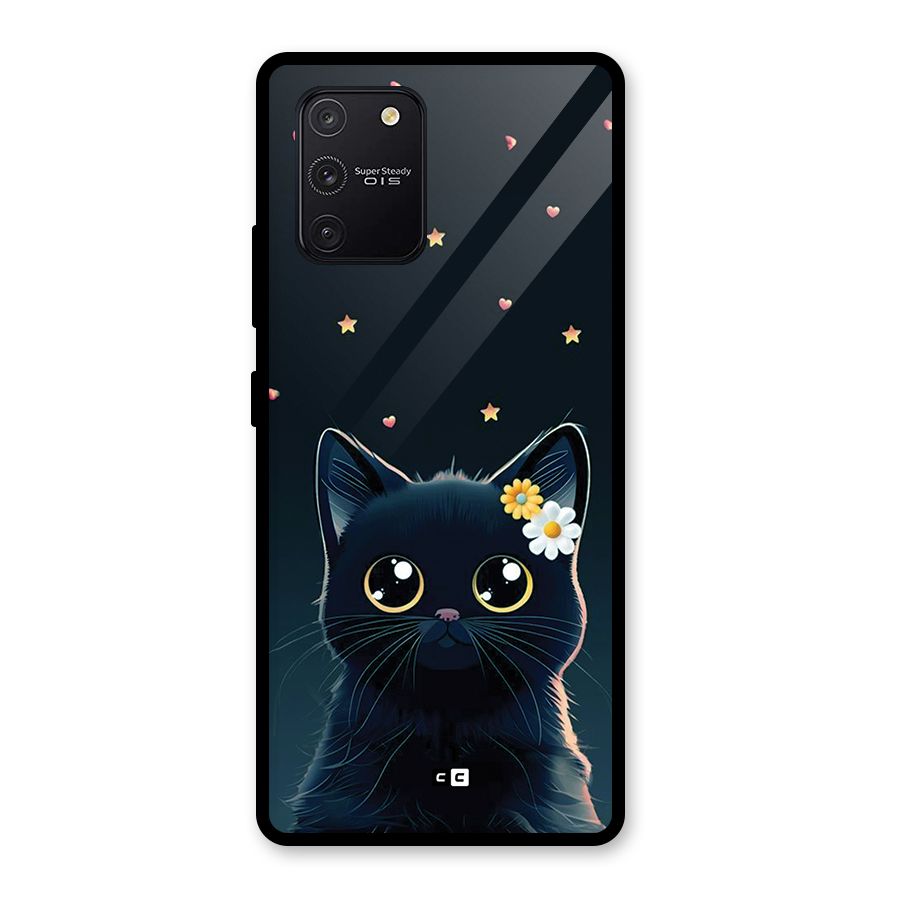 Cat With Flowers Glass Back Case for Galaxy S10 Lite