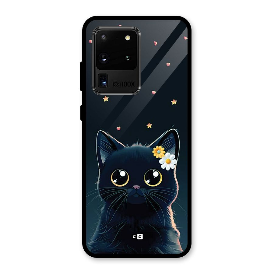 Cat With Flowers Glass Back Case for Galaxy S20 Ultra