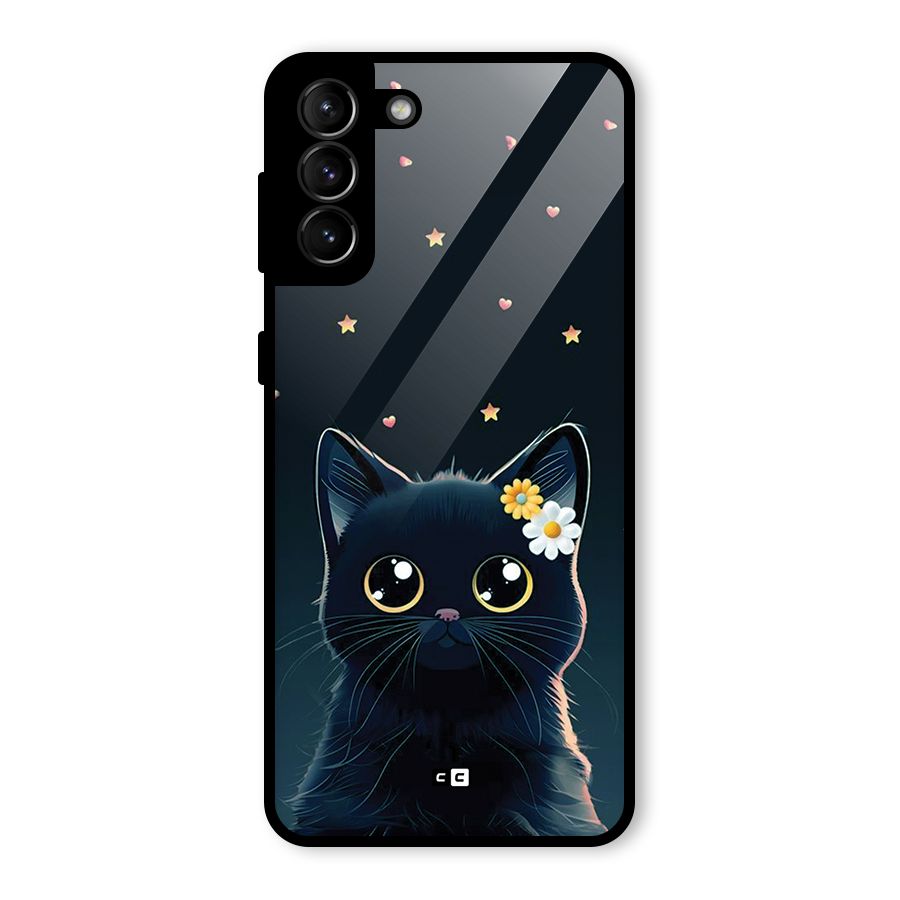 Cat With Flowers Glass Back Case for Galaxy S21 Plus
