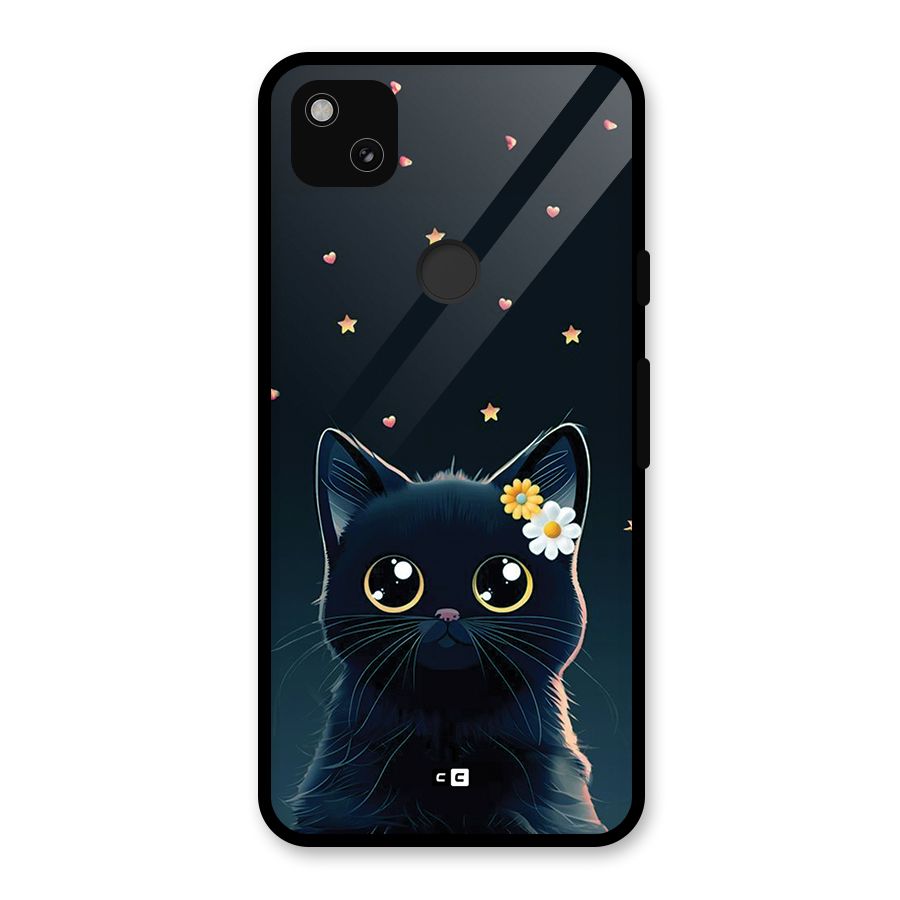 Cat With Flowers Glass Back Case for Google Pixel 4a