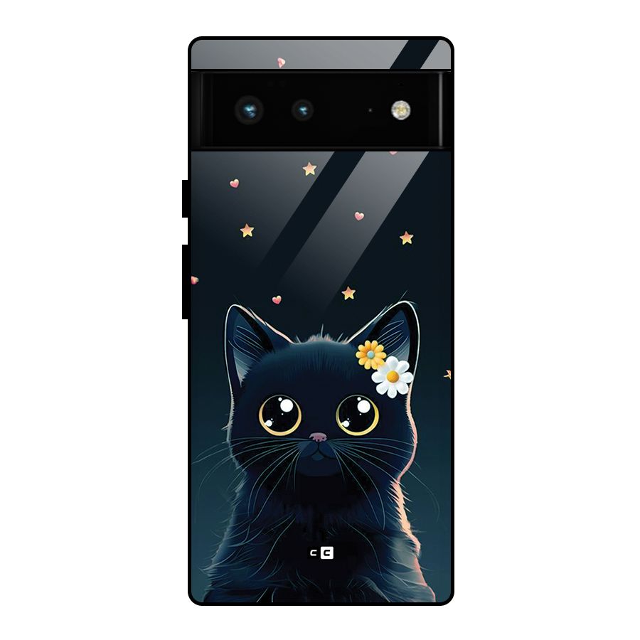 Cat With Flowers Glass Back Case for Google Pixel 6