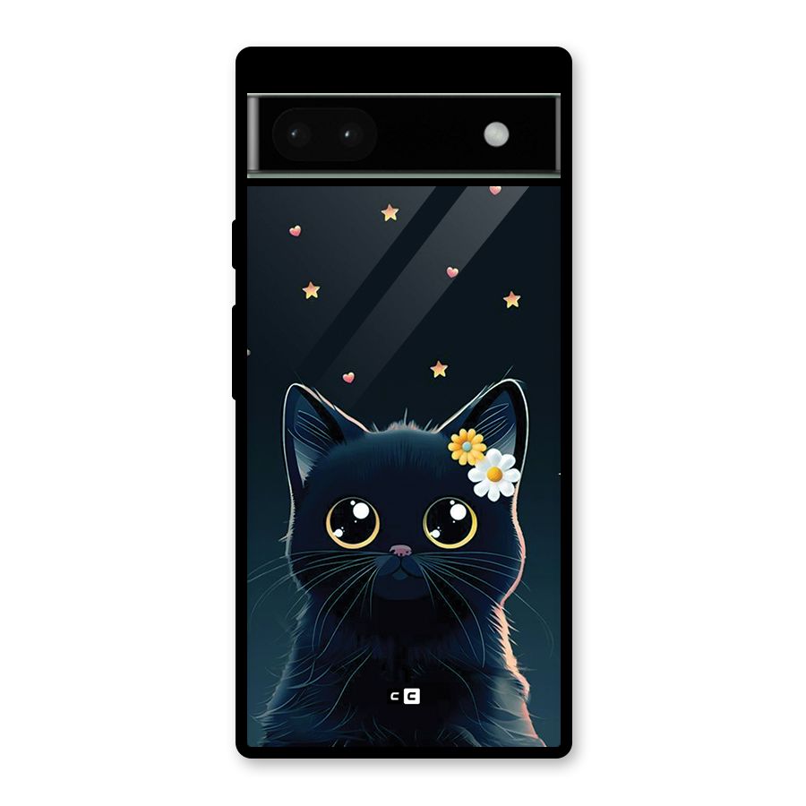 Cat With Flowers Glass Back Case for Google Pixel 6a