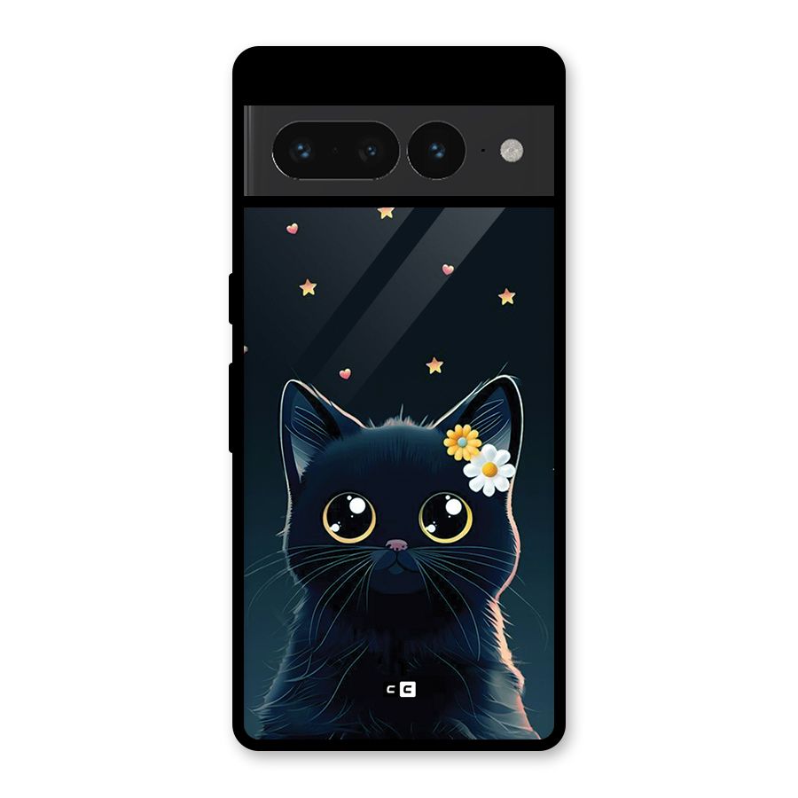 Cat With Flowers Glass Back Case for Google Pixel 7 Pro