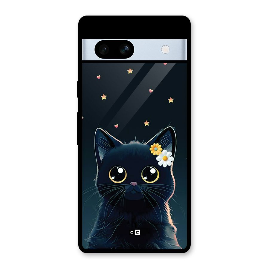 Cat With Flowers Glass Back Case for Google Pixel 7a