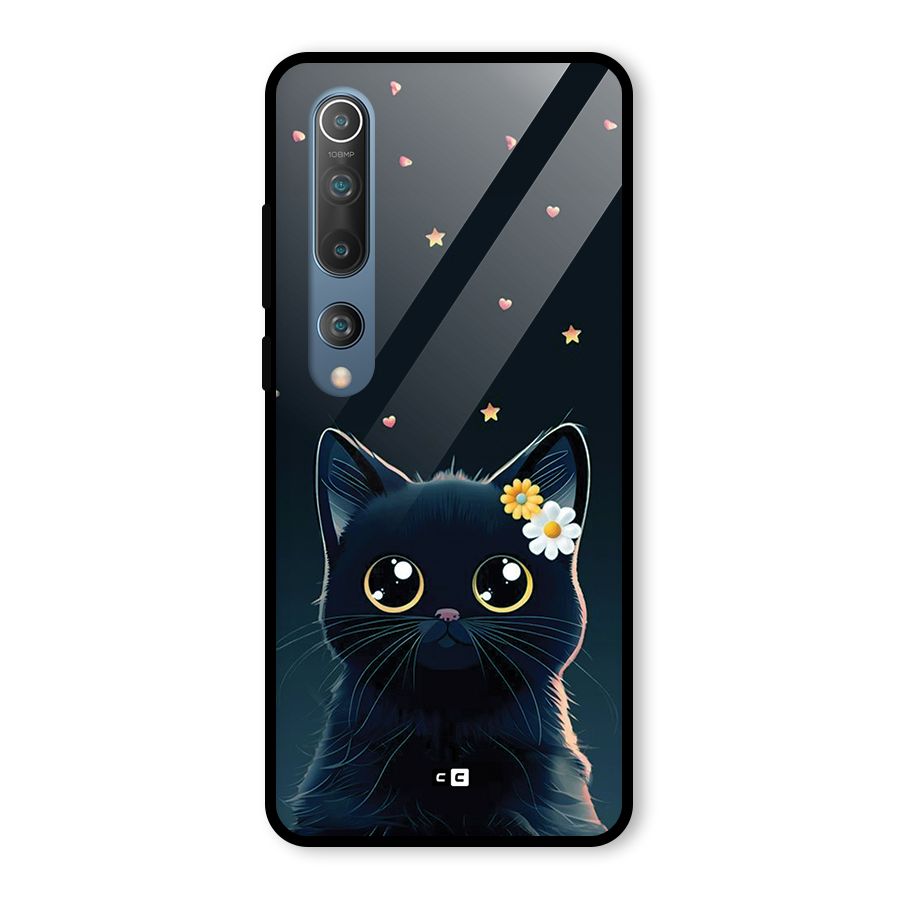 Cat With Flowers Glass Back Case for Mi 10