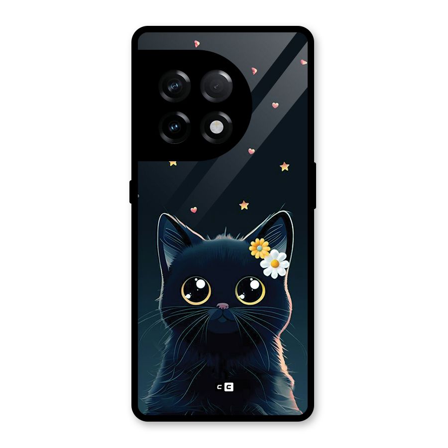 Cat With Flowers Glass Back Case for OnePlus 11R