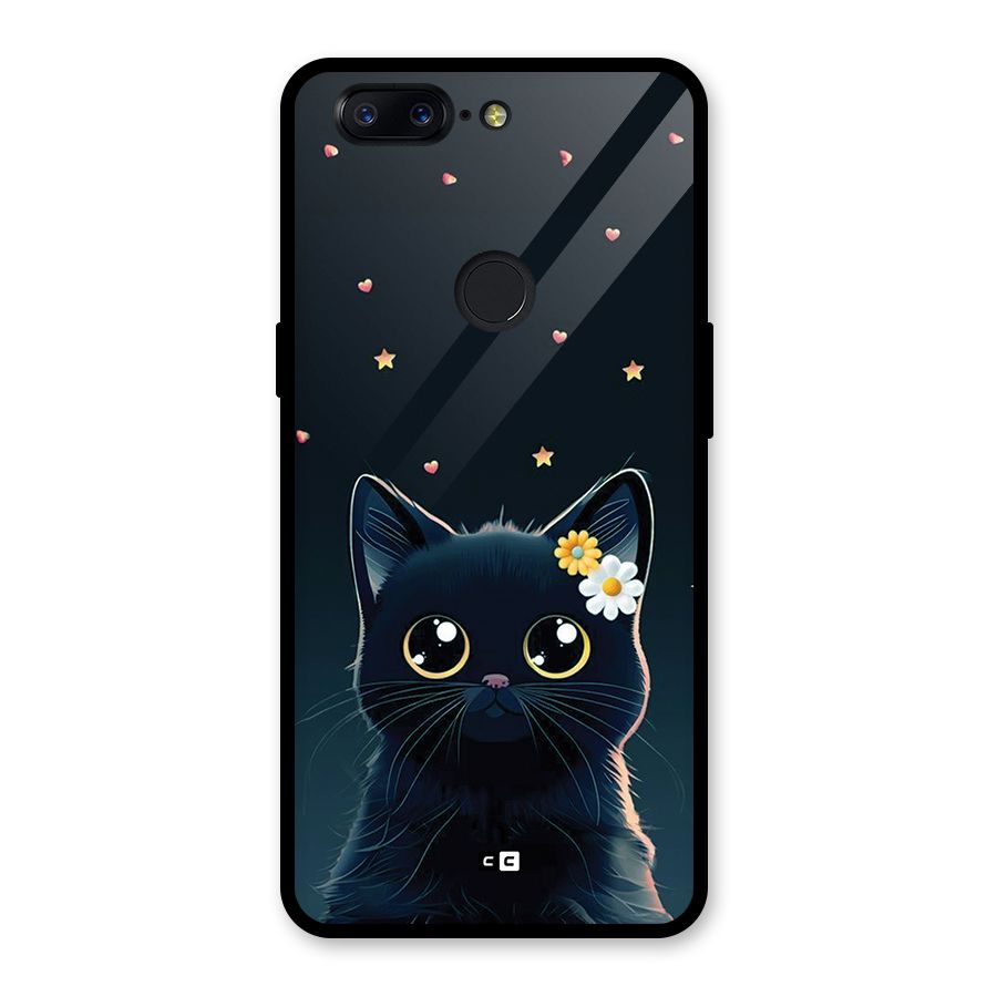 Cat With Flowers Glass Back Case for OnePlus 5T