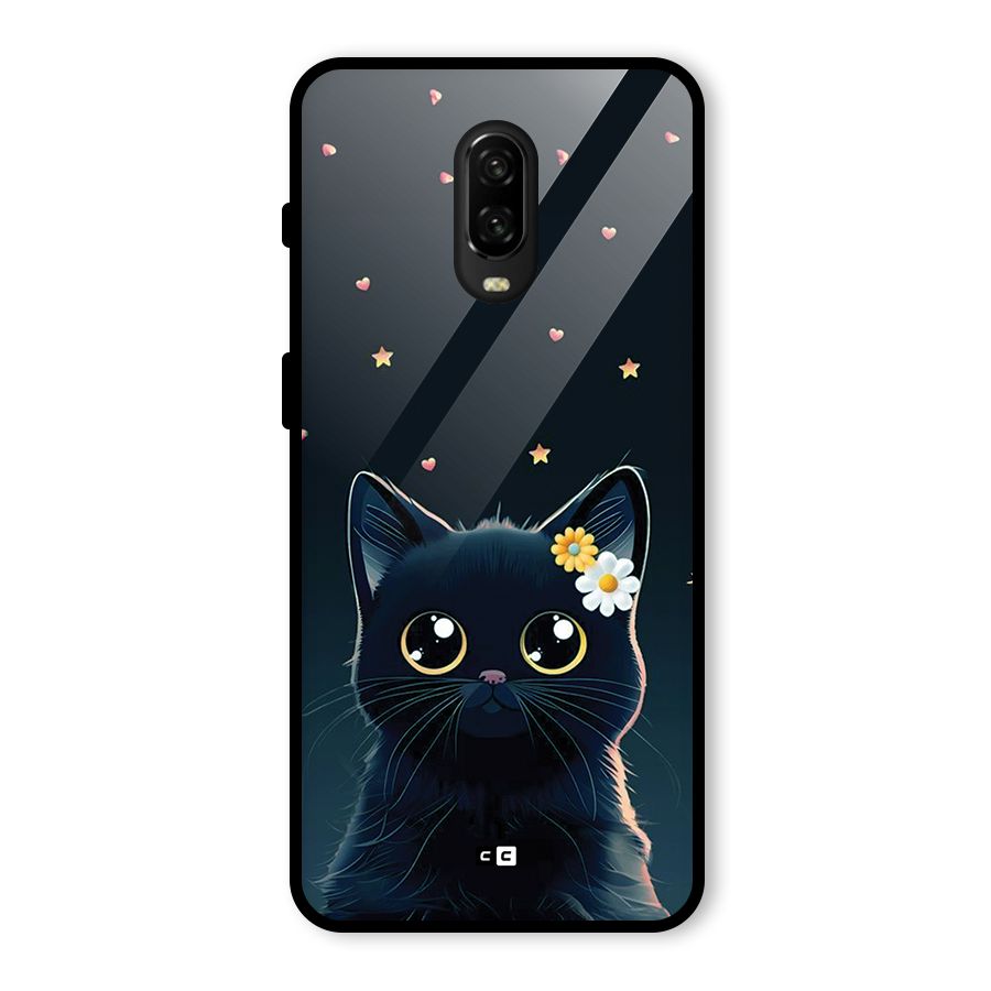 Cat With Flowers Glass Back Case for OnePlus 6T