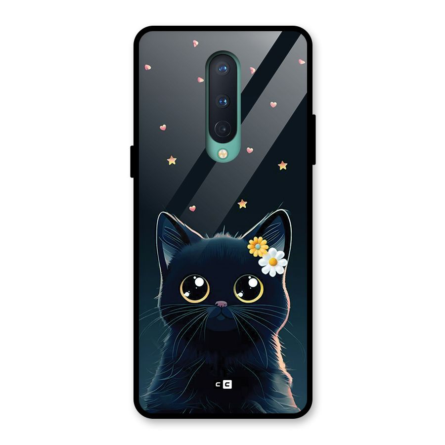 Cat With Flowers Glass Back Case for OnePlus 8