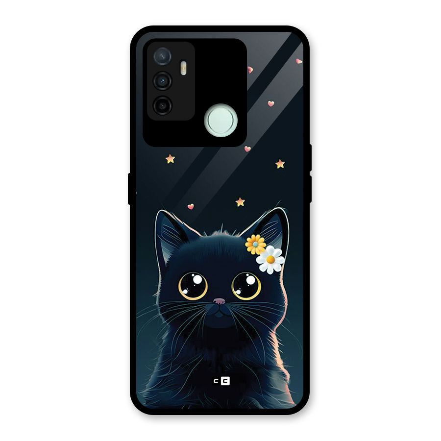 Cat With Flowers Glass Back Case for Oppo A53