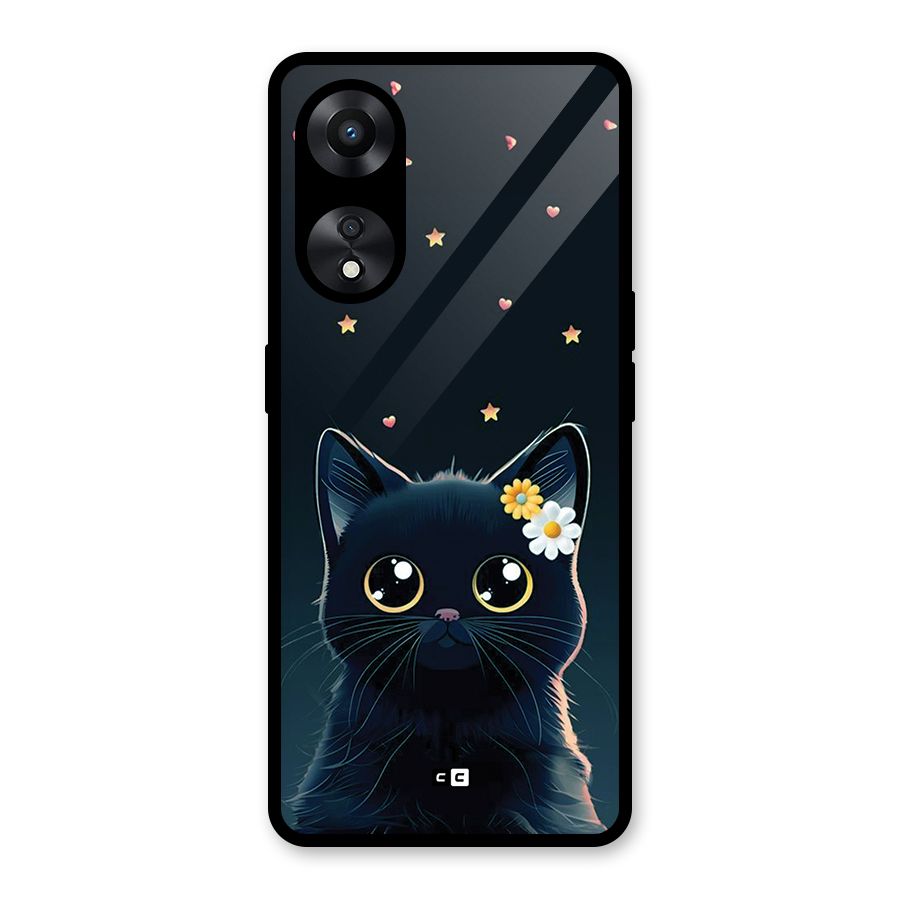 Cat With Flowers Glass Back Case for Oppo A78