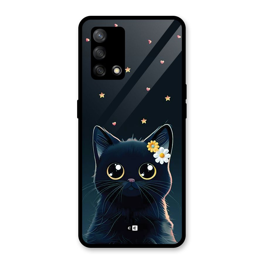 Cat With Flowers Glass Back Case for Oppo F19s