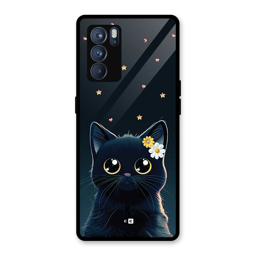 Cat With Flowers Glass Back Case for Oppo Reno6 Pro 5G