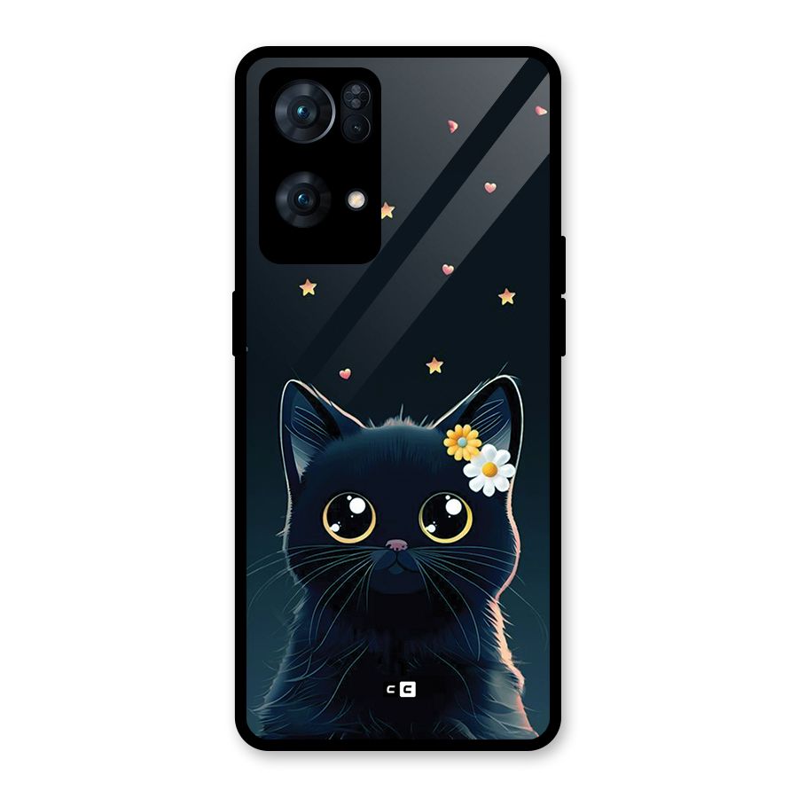 Cat With Flowers Glass Back Case for Oppo Reno7 Pro 5G