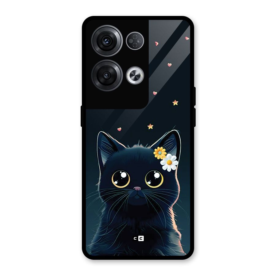 Cat With Flowers Glass Back Case for Oppo Reno8 Pro 5G