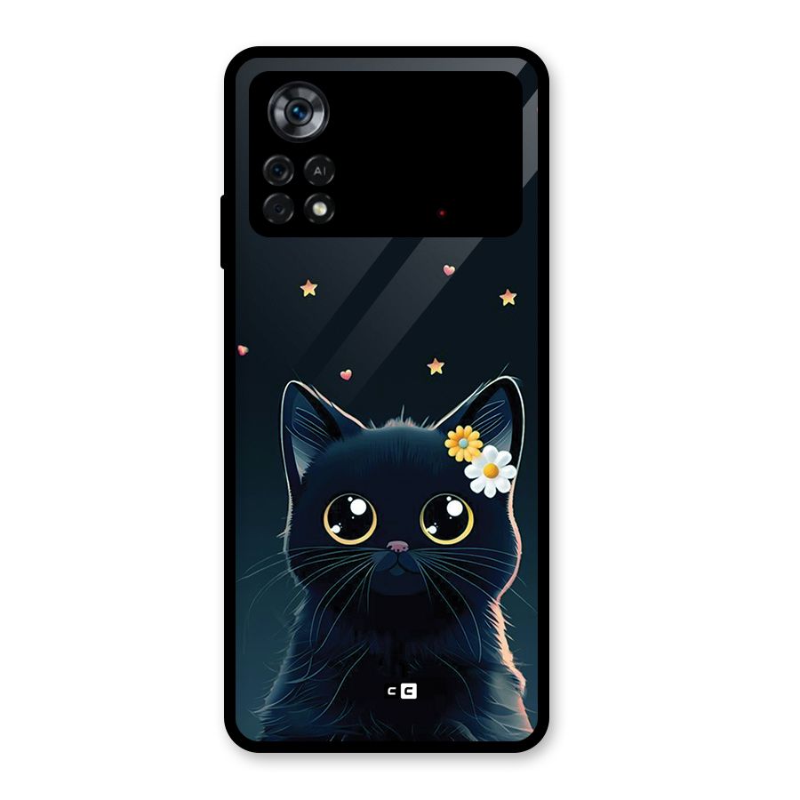 Cat With Flowers Glass Back Case for Poco X4 Pro 5G