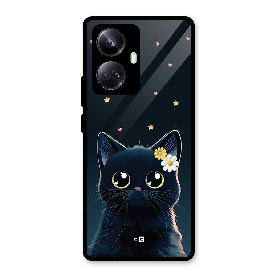 Cat With Flowers Glass Back Case for Realme 10 Pro Plus