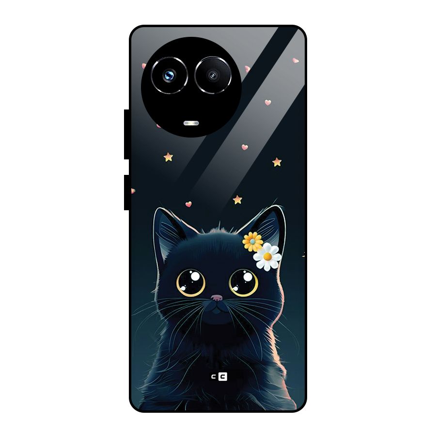Cat With Flowers Glass Back Case for Realme 11X