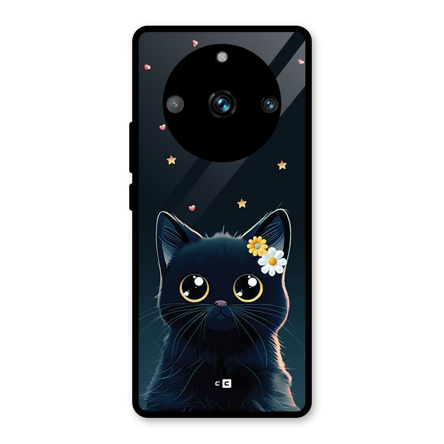 Cat With Flowers Glass Back Case for Realme 11 Pro Plus