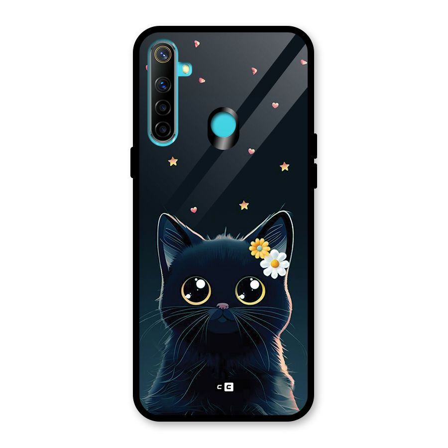 Cat With Flowers Glass Back Case for Realme 5i
