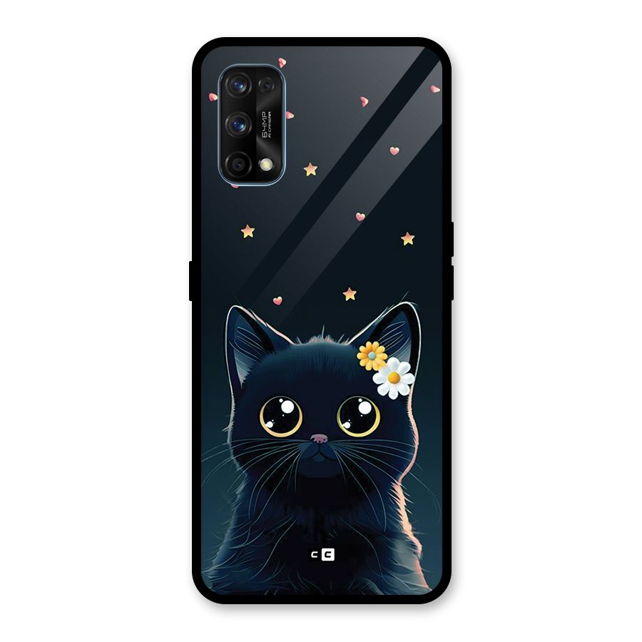 Cat With Flowers Glass Back Case for Realme 7 Pro