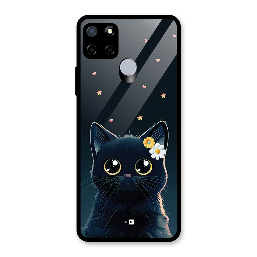 Cat With Flowers Glass Back Case for Realme C12