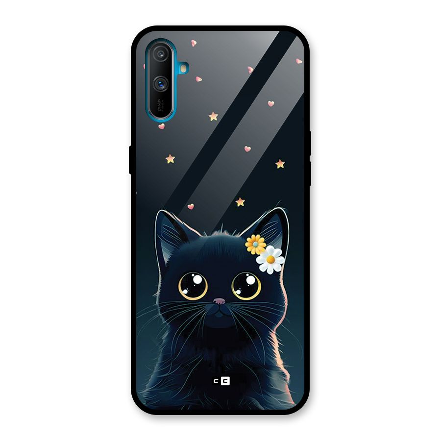 Cat With Flowers Glass Back Case for Realme C3