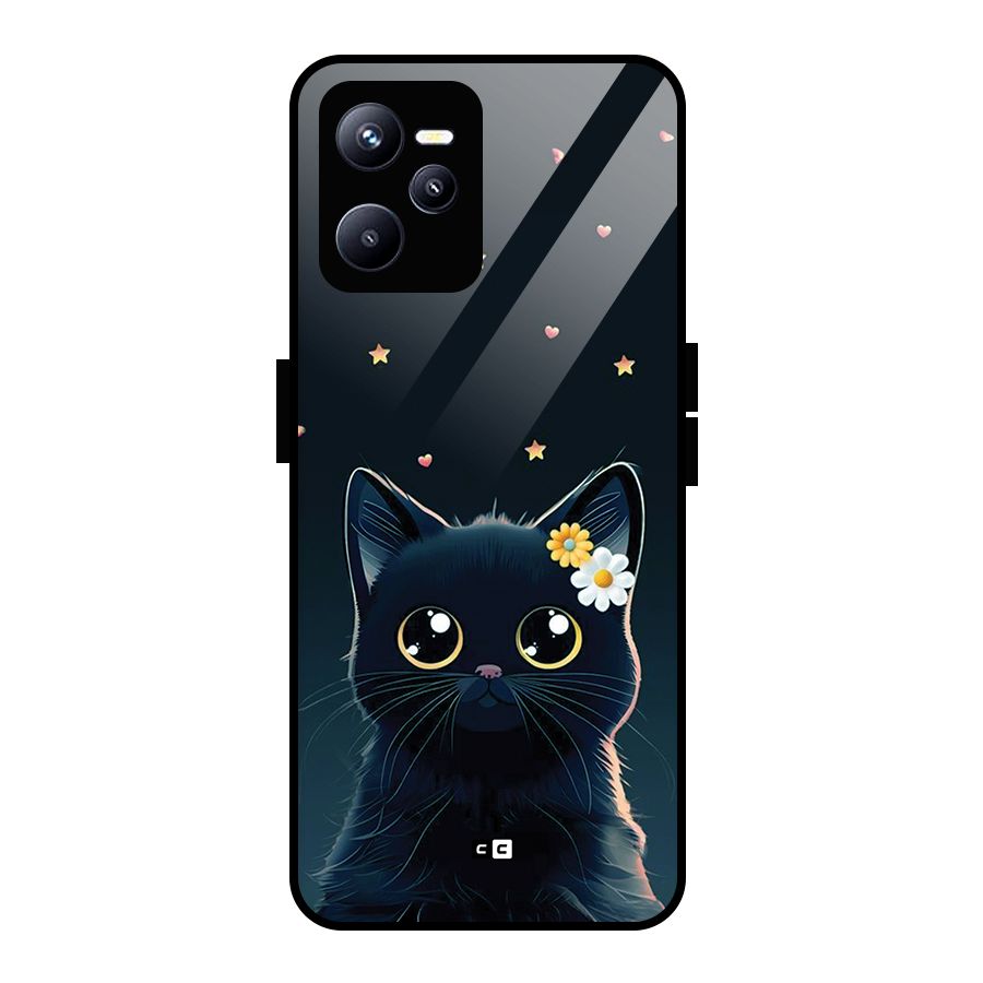 Cat With Flowers Glass Back Case for Realme C35