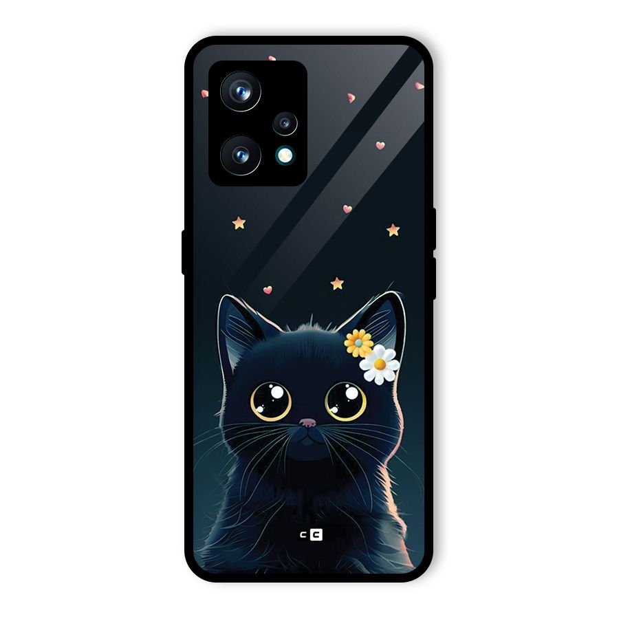 Cat With Flowers Glass Back Case for Realme Narzo 50 Pro