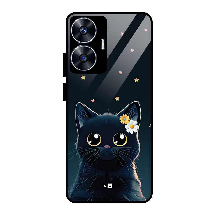 Cat With Flowers Glass Back Case for Realme Narzo N55