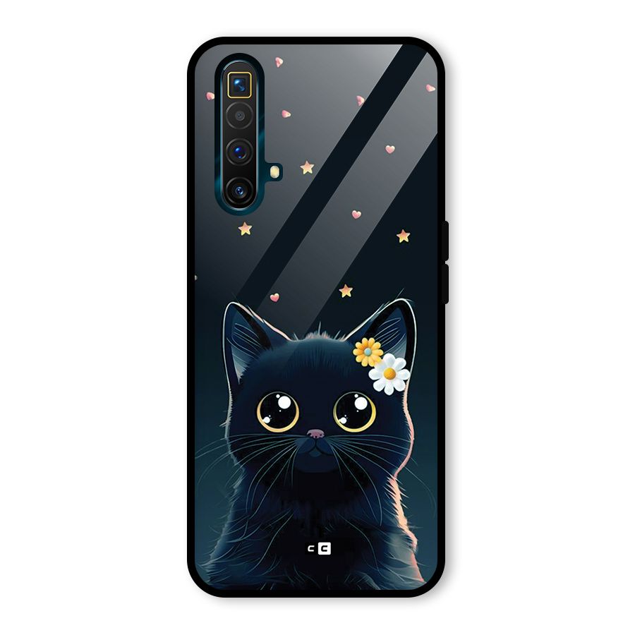 Cat With Flowers Glass Back Case for Realme X3 SuperZoom