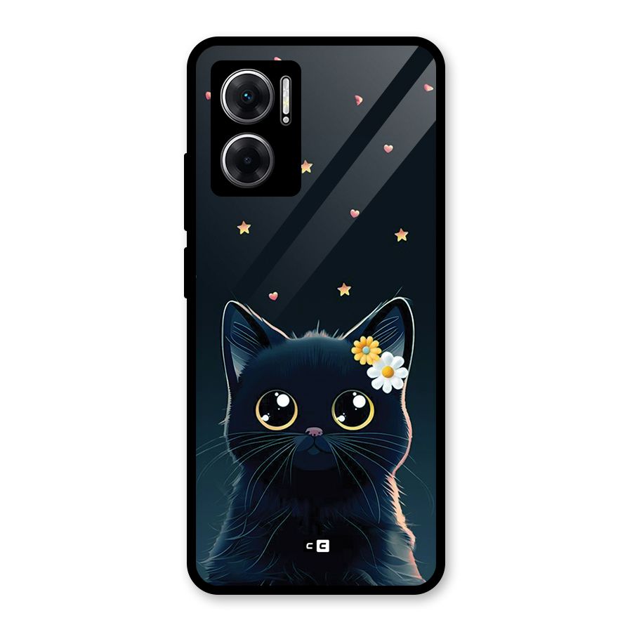 Cat With Flowers Glass Back Case for Redmi 11 Prime 5G