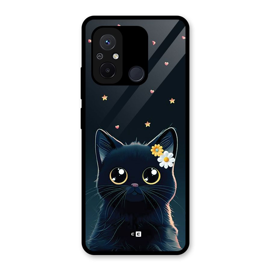 Cat With Flowers Glass Back Case for Redmi 12C